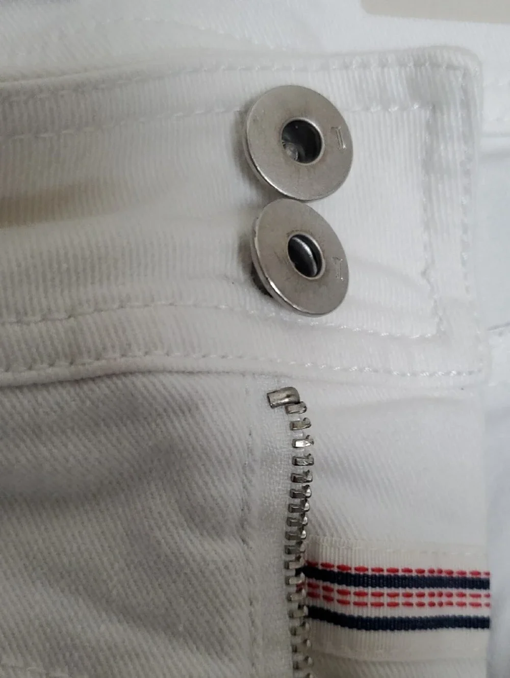 Anthro Pilcro and the Letterpress   White Jeans with Navy Printed Pocket Lining